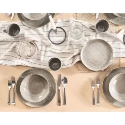 COSTMARY - Diepe borden set van 8 - Grijs - Steengoed