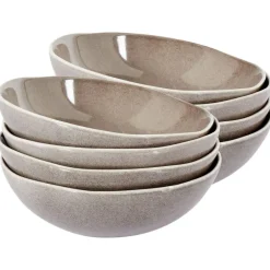 COSTMARY - Diepe borden set van 8 - Grijs - Steengoed