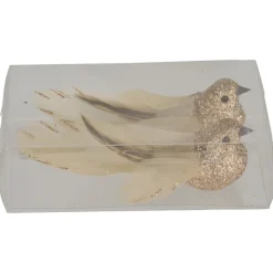 Cosy @ Home Kersthangers - vogel - champagne - 2 stuks - 11 cm