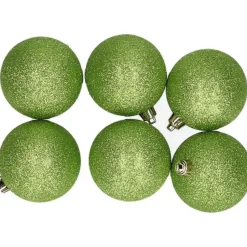 Cosy & Trendy Kerstballen - 6x st - appel groen - glitters - 8 cm
