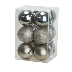 Cosy & Trendy Kerstballen - 12x - champagne - 6 cm - kunststof