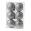 Cosy & Trendy Kerstballen - 6x st - zilver - glitters - 6 cm