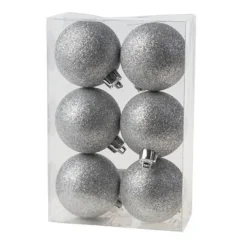 Cosy & Trendy Kerstballen - 6x st - zilver - glitters - 6 cm
