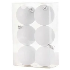 Cosy & Trendy Kerstballen - 6x st - wit - glitters - 8 cm