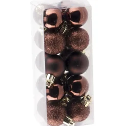 Cosy at Home kerstballen - kunststof - 20x - 3 cm - donkerbruin