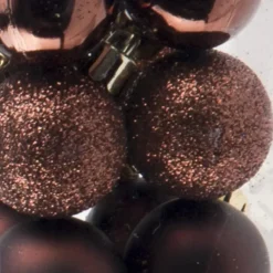 Cosy at Home kerstballen - kunststof - 20x - 3 cm - donkerbruin