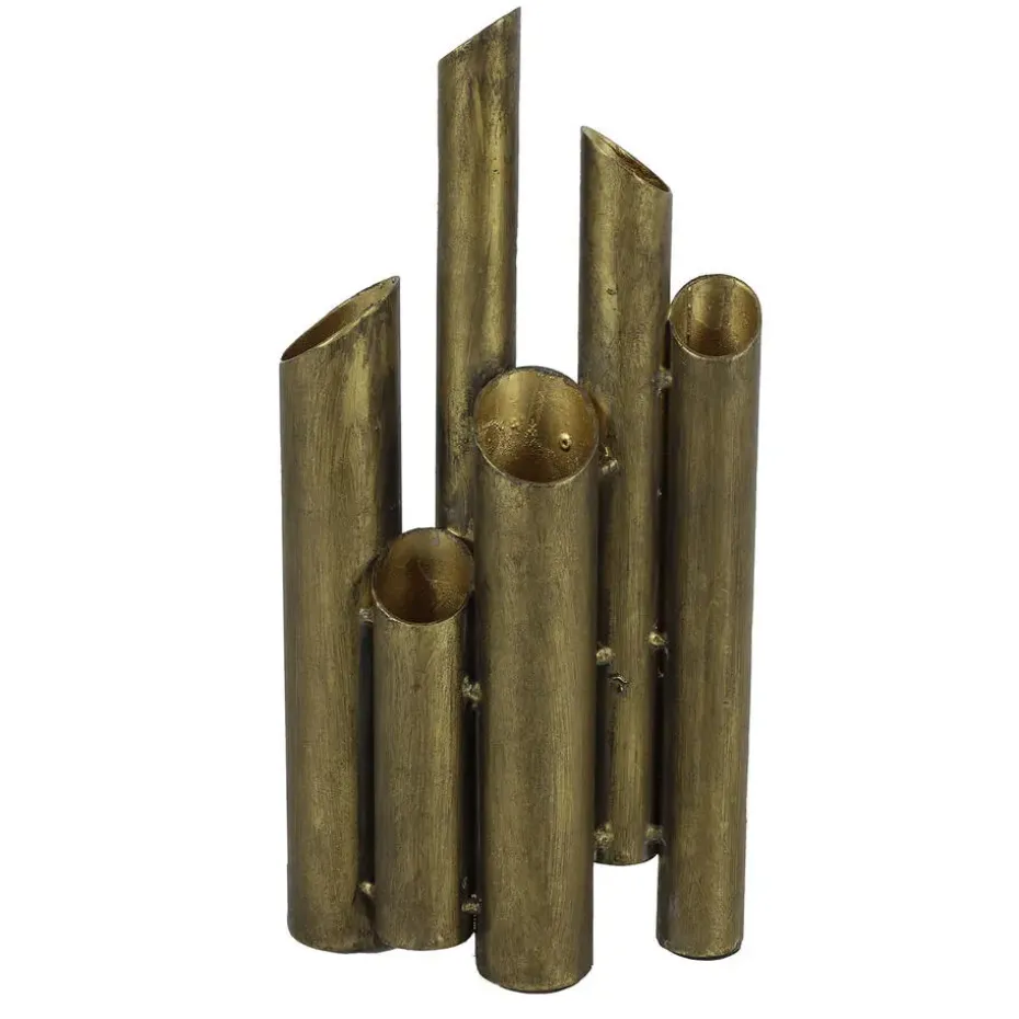 Countryfield Bloemenvaas Flute - metaal/nikkel - goud - 5 x 15 x 30 cm