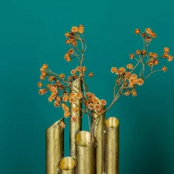 Countryfield Bloemenvaas Flute - metaal/nikkel - goud - 5 x 15 x 30 cm