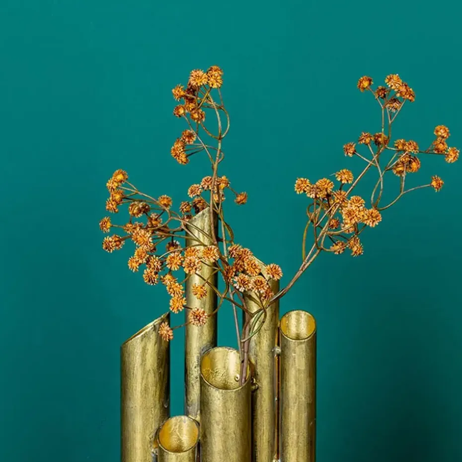 Countryfield Bloemenvaas Flute - metaal/nikkel - goud - 5 x 15 x 30 cm