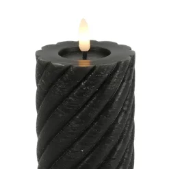 Countryfield LED kaars - zwart - D7,5 x H20 cm - timer - twirl