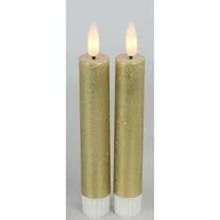 Countryfield Led kaarsen/dinerkaarsen - 2x stuks - goud - 15 cm
