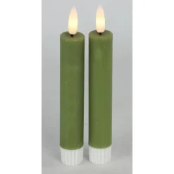 Countryfield Led kaarsen/dinerkaarsen - 2x stuks - groen - 15 cm
