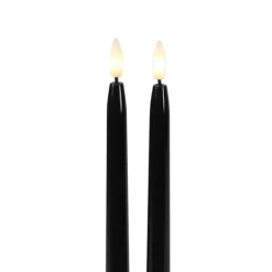 Countryfield Led kaarsen/dinerkaarsen - 2x - zwart - 38 cm