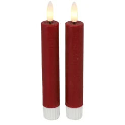Countryfield Led kaarsen/dinerkaarsen - 2x - rood - 15 cm