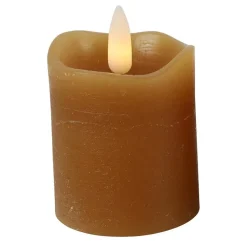 Countryfield LED kaarsen/stompkaarsenen - 2x - cognac bruin - 7cm