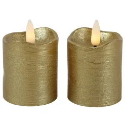 Countryfield LED kaarsen/stompkaarsen - 2x st - goud - H7,2 cm