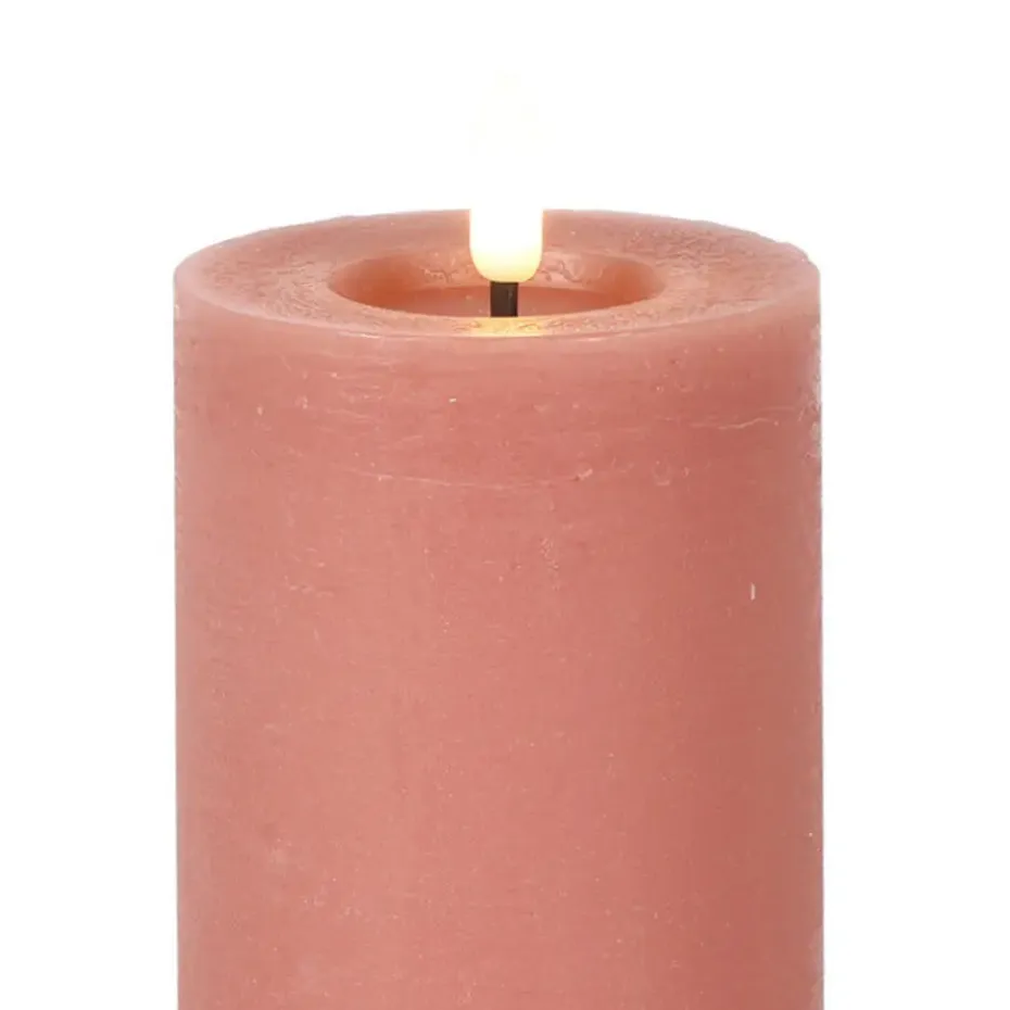 Countryfield LED kaars/stompkaars - roze - D7,5 x H12,5 cm - timer