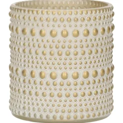 Countryfield theelichthouder/kaarsenhouder - creme/goud - H8 cm