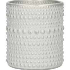 Countryfield theelichthouder/kaarsenhouder - wit/zilver - H10 cm