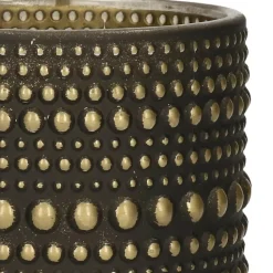 Countryfield theelichthouder/kaarsenhouder - zwart/goud - H8 cm