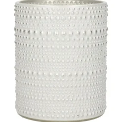 Countryfield theelichthouder/kaarsenhouder - wit/zilver - H8 cm