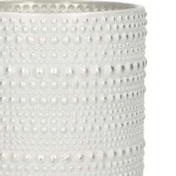 Countryfield theelichthouder/kaarsenhouder - wit/zilver - H8 cm