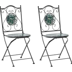 COZZANA - Tuinstoel set van 2 - Zwart - Metaal