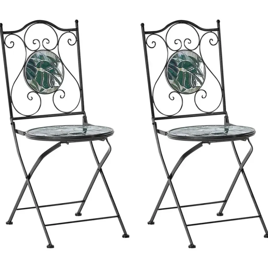 COZZANA - Tuinstoel set van 2 - Zwart - Metaal