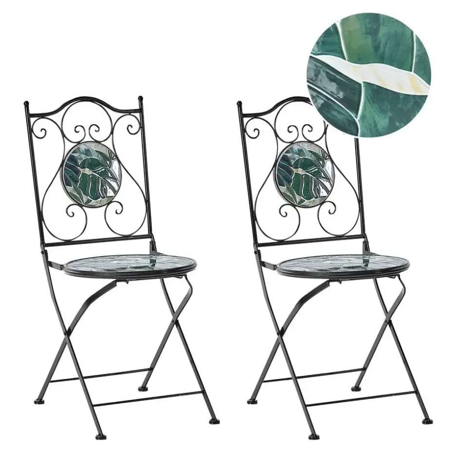 COZZANA - Tuinstoel set van 2 - Zwart - Metaal