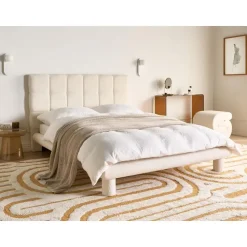 CRESSAT - Tweepersoonsbed - Off-white - 140 x 200 cm - Bouclé