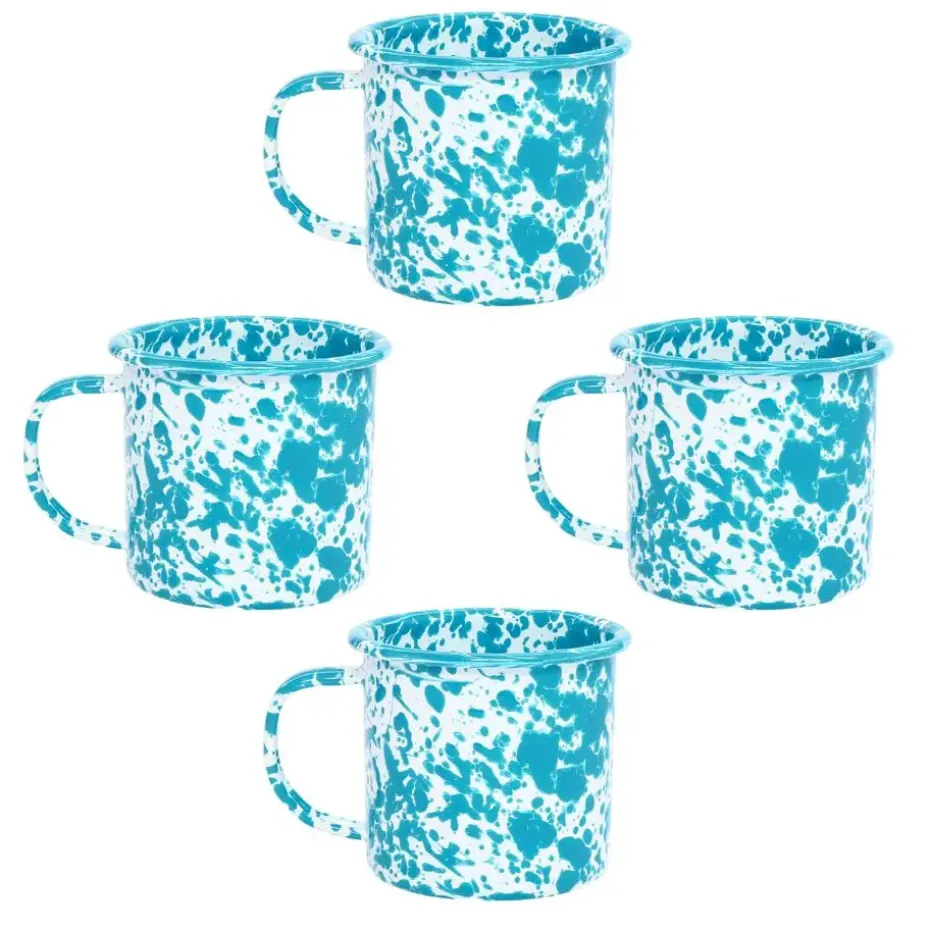 Crow Canyon Home Mokkenset Splatter - 4 Stuks - Turquoise