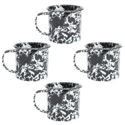 Crow Canyon Home Mokkenset Splatter - 4 Stuks - Zwart