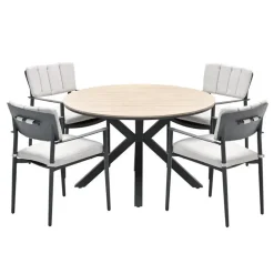 Dane tuinset 5-delig - Tulli tuintafel Ø122 cm