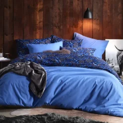 De Witte Lietaer Dekbedovertrek Moonflower Cobalt Blue - 240 x 220 cm - Flanel