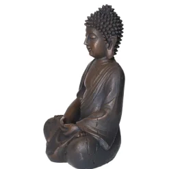 Deco by Boltze Boeddha beeld Zen - donkerbruin - 13 x 10 x 20 cm