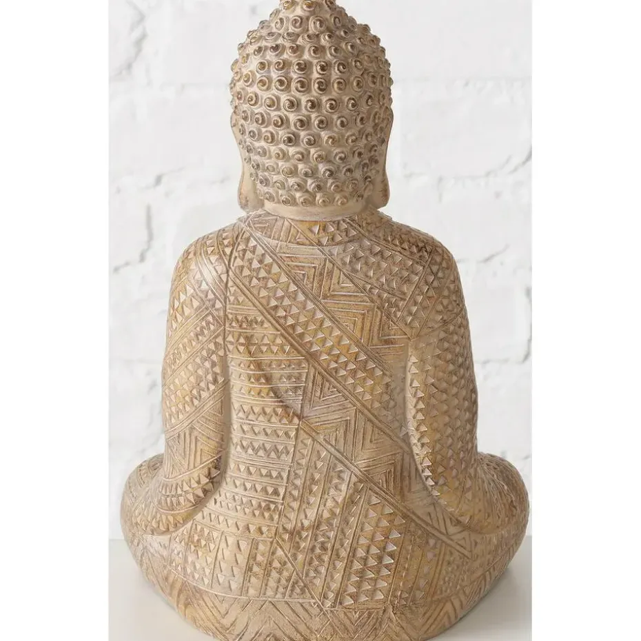 Deco by Boltze Boeddha beeld Legolas - beige - 19 x 13 x 30 cm