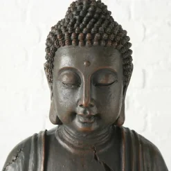 Deco by Boltze Boeddha beeld Zen - antiek grijs - 34 x 45 x 70 cm
