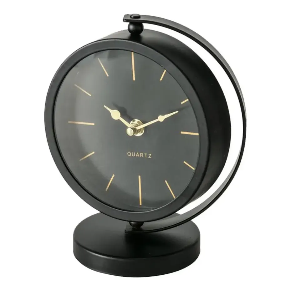 Deco by Boltze Tafelklok Montreux - zwart/goud - 20 x 15 cm