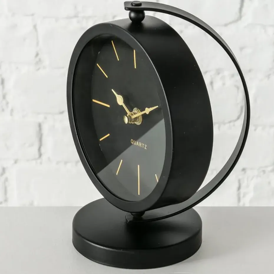 Deco by Boltze Tafelklok Montreux - zwart/goud - 20 x 15 cm