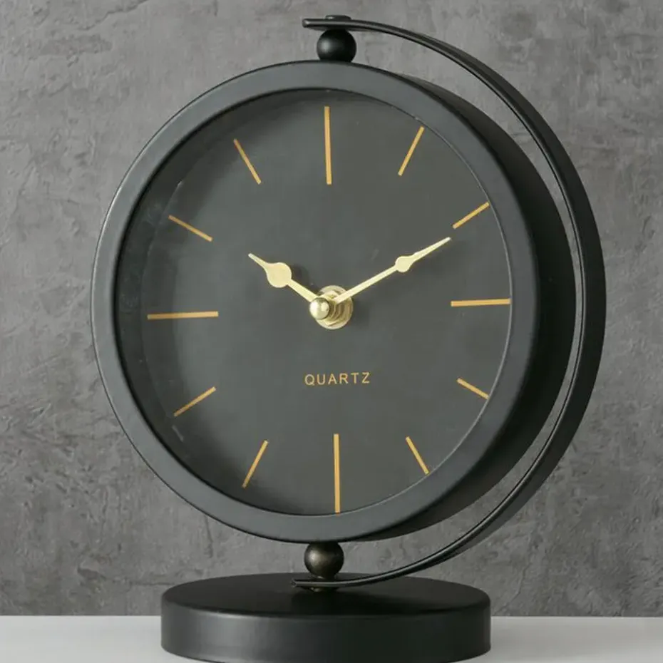 Deco by Boltze Tafelklok Montreux - zwart/goud - 20 x 15 cm