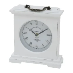 Deco by Boltze Tafelklok St James - wit - H23 cm - glas/hout