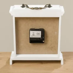 Deco by Boltze Tafelklok St James - wit - H23 cm - glas/hout