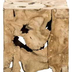 Decoratief blok naturel teak Luuk - bruin - 37x37x37 cm