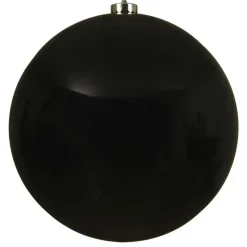 Decoris Kerstbal - zwart - groot - kunststof - 20 cm