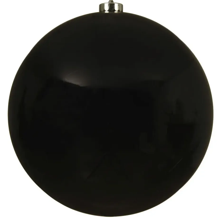 Decoris Kerstbal - zwart - groot - kunststof - 20 cm