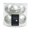 Decoris Kerstballen - 6 st - wit - glas - mat-glans - 8 cm