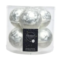 Decoris Kerstballen - 6 st - wit - glas - mat-glans - 8 cm