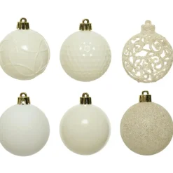Decoris Kerstballen - 37 stuks - kunststof - wol wit - 6 cm