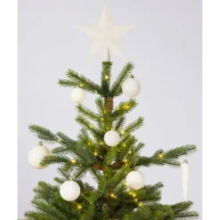 Decoris kerstballen - 34-dlg - wol wit - kunststof