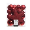 Decoris kerstballen - 34-dlg - rood - kunststof
